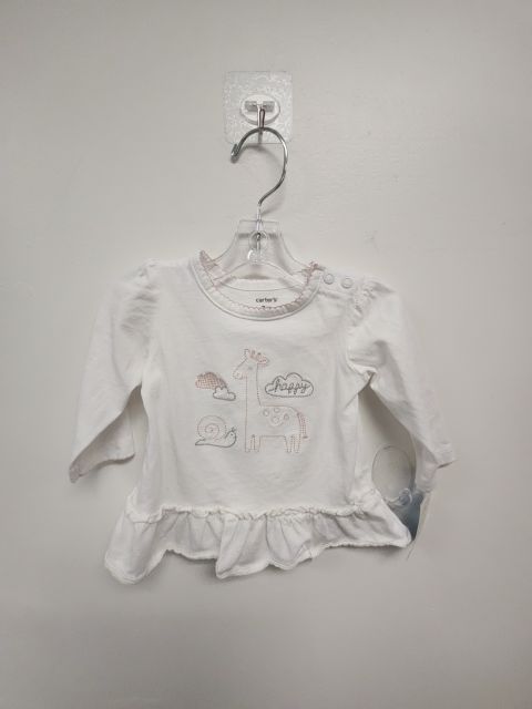 White/Pink Giraffe Carters Longsleeve Shirt, 3M G