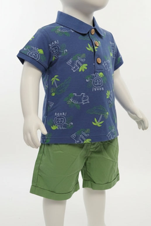 Navy/Green Animal Baby Essentials Outfit, 18M B