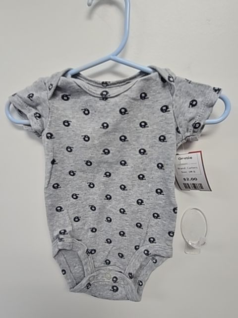Grey/Navy Helmet Carters Onesie, 3M B