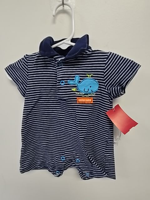 Navy/White Striped Small Wonders Short One Piece, NB B