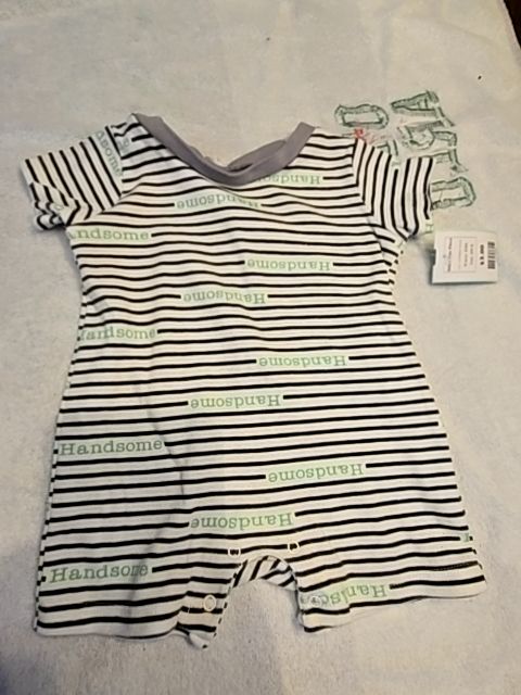 White/Black Striped BWA Short One Piece, 6M B