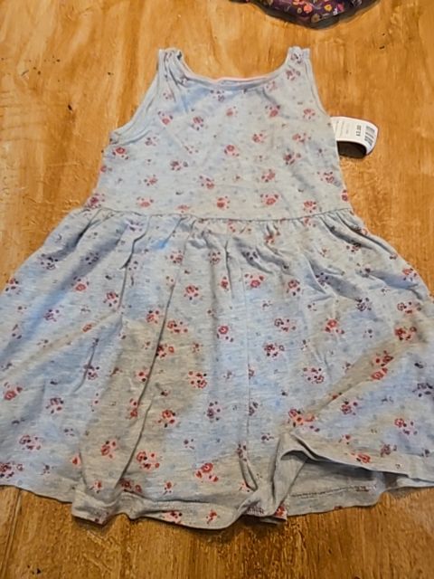 Grey/Pink Flowers Be Happy Dress, 3T G