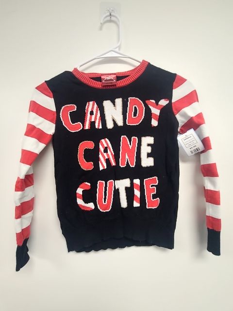 Black/Red Candy Cane Cutie Well Worn Sweater, 7 G