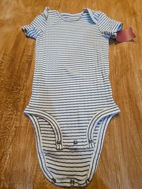 Grey/White Striped Carters Onesie, 6M B