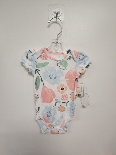 White/Pink/Blue Flower Carters Onesie, 3M G