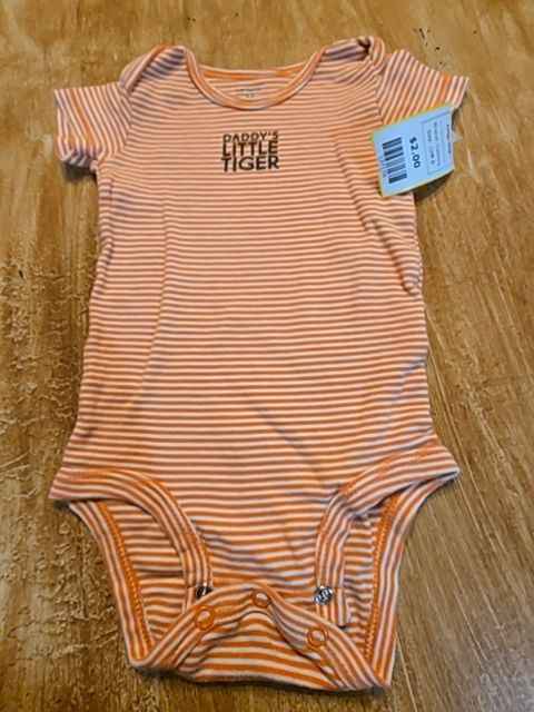 Orange/White Striped Carters Onesie, 12M B