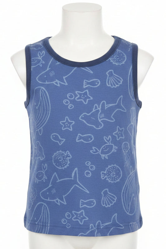 Blue Shark/Whale Carters Tank Top, 18M B