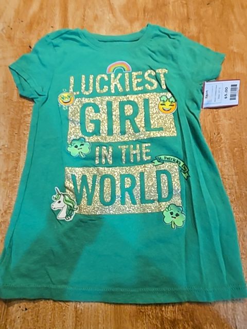 Green Luckiest Girl Childrens Place Shirt, 5T G