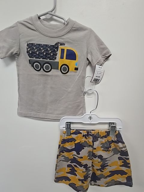 Tan/Blue/Yellow Camo Swiggles Outfit, 18M B