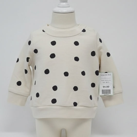 Cream/Black Polka Dot Cat & Jack Longsleeve Shirt, NB G