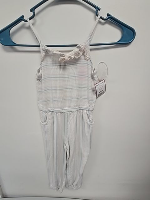White/Pink/Blue Striped Isaac Mizrahi Pant Romper, 3T G