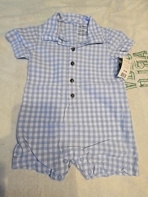 Blue/White Plaid Carters Short One Piece, 6-9M B
