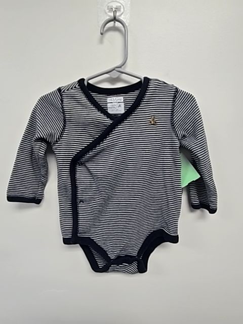 Navy/White Striped Gap Longsleeve Onesie, 6M B