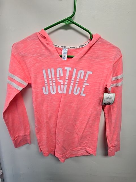 Pink Justice Hooded Longsleeve Shirt, 8 G