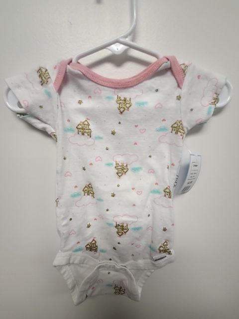 White/Pink Castle Gerber Onesie, 3M G