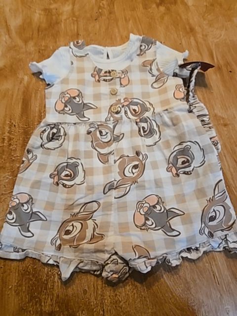 White/Brown Bambi Disney Baby One Piece Outfit, 12M G