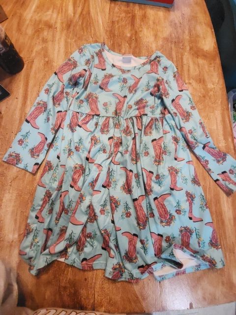 Blue/Brown Cowgirl Boots Boutique Dress, 7 G