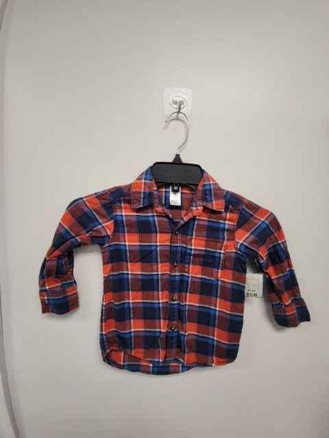 Blue/Orange Plaid Carters Longsleeve Button Up, 2T B