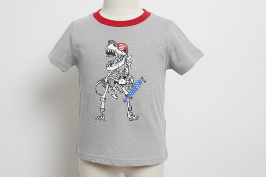Grey/Red/White/Blue Dino Berkley Jensen Shirt, 4T B