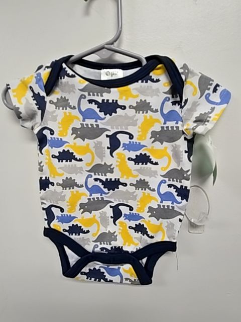 White/Navy/Grey/Yellow Dino Baby Gear Onesie, 6M B