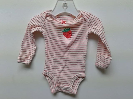 Pink Carters Strawberry long sleeve onesie, NB G