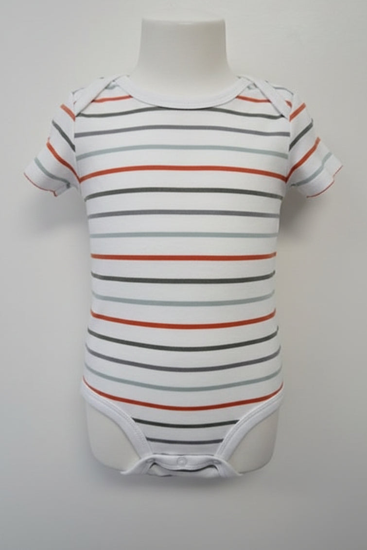 White/Grey/Green/Orange Striped CArters Onesie, 18M B