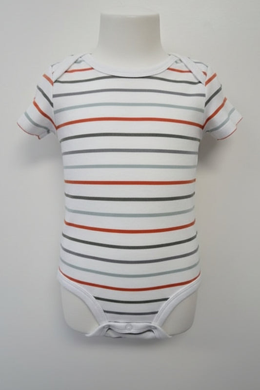 White/Grey/Green/Orange Striped CArters Onesie, 18M B