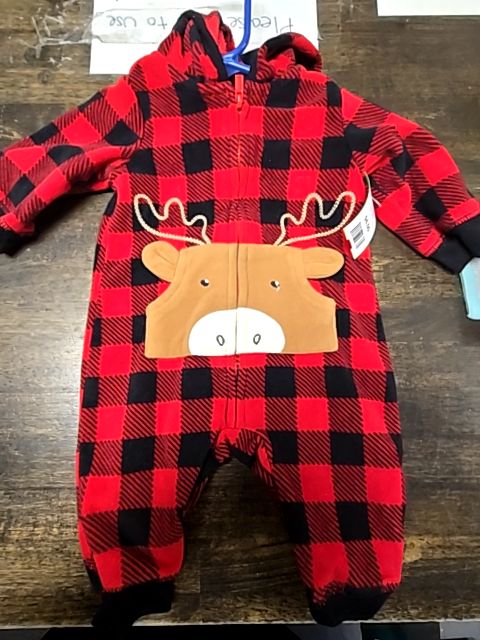 Red/Black Plaid Moose Carters Pant One Piece, 3M B