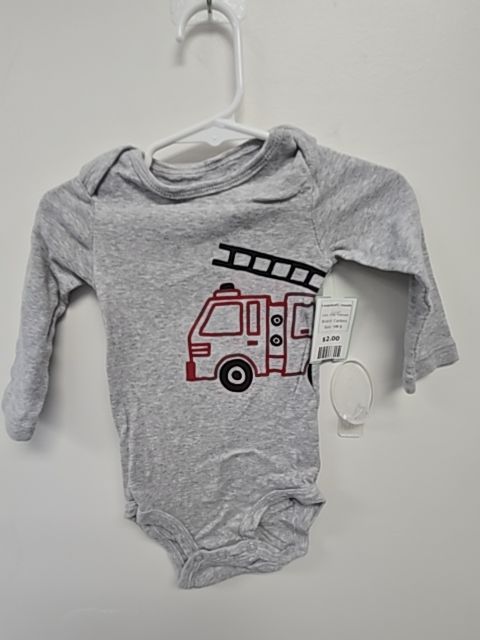 Grey Firetruck Carters Longsleeve Onesie, 9M B