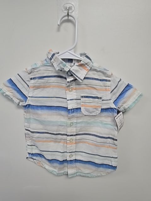 White/Colorful Striped Okie Dokie Button Up, 2T B