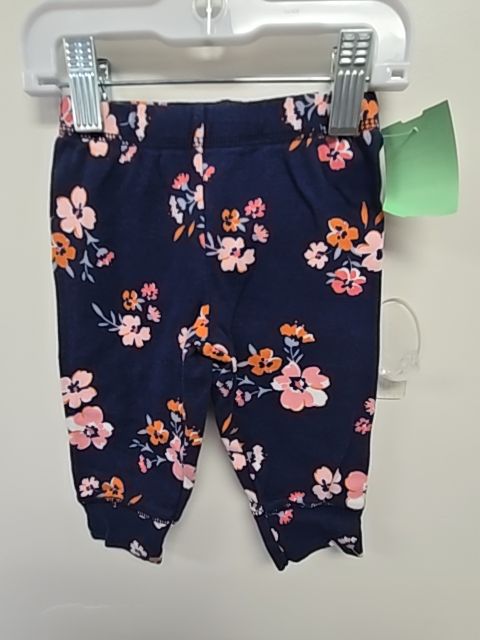 Navy/Pink Flower Carters Pants, 6M G