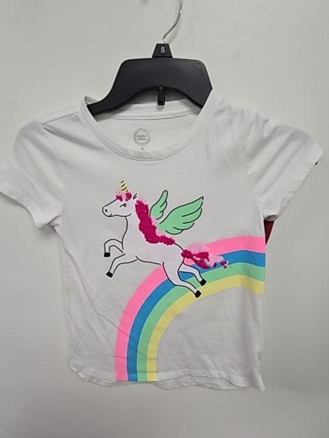 White/Colorful Unicorn Wonder Nation Shirt, 7 G