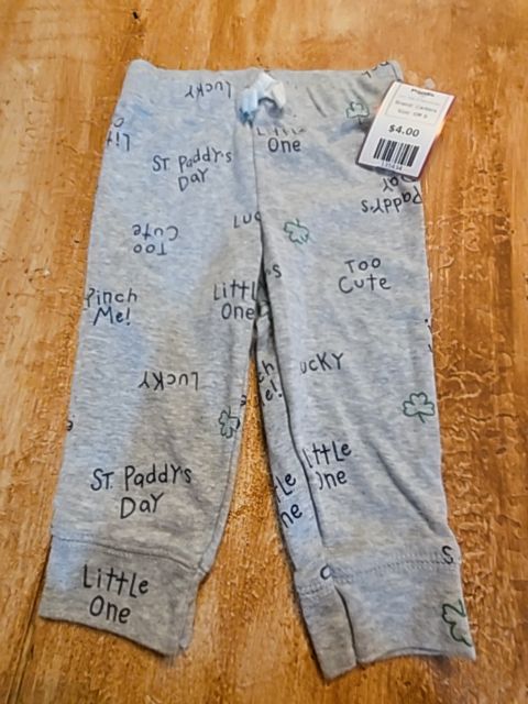 Grey St Patricks Day Carters Pants, 6M B