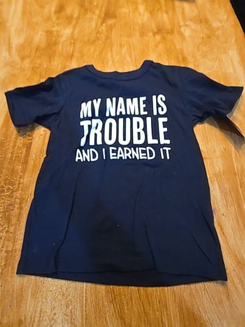 Navy My Name Is Trouble Childrens Place Shirt, 3T B