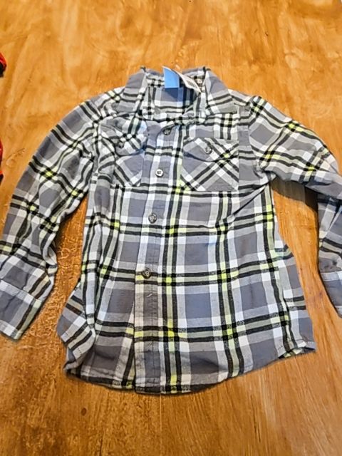 Grey/Black/Green/White Healthtex Longsleeve Button Up, 5T B