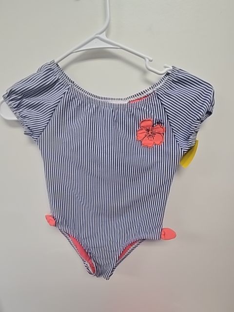 Blue/White/ Pink Flower/Striped Tommy Bahama Swim Suit, 6 G