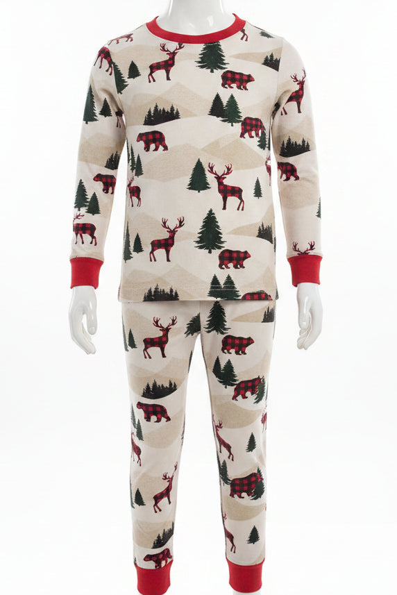 Tan/Red/Black Moose Childrens Place Pjs, 10 B
