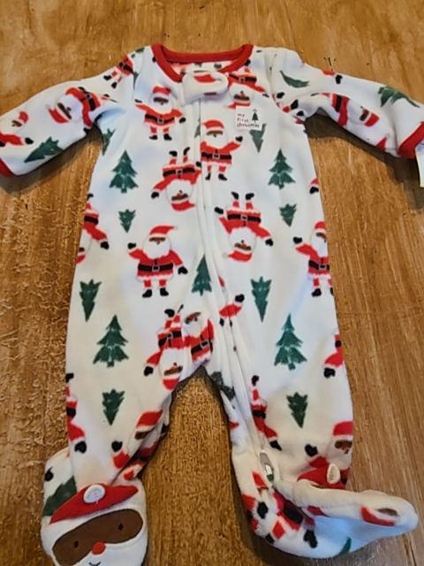 White/Red Santa Carters Sleeper, NB B