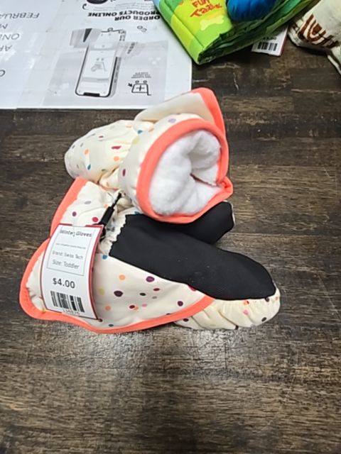 White/Pink Colorful Polka Dot Swiss Tech Winter Gloves, Toddler
