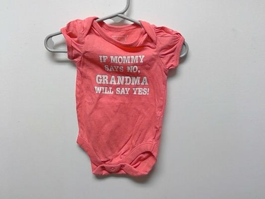 Pink Children's place Grandma says yes onesie, NB G