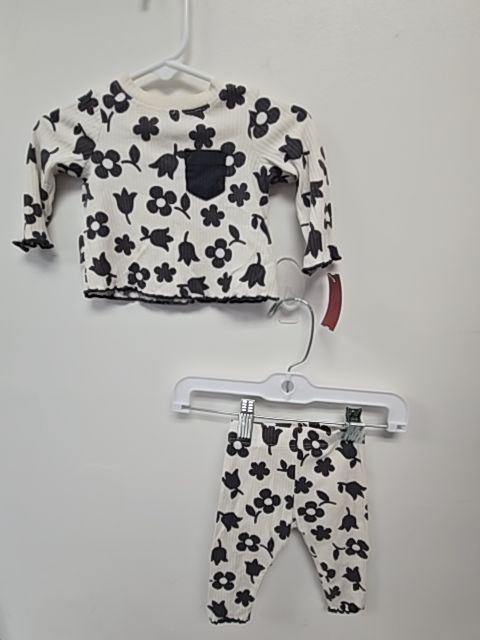 Grey/White Flowers Cat & Jack Outfit, NB G
