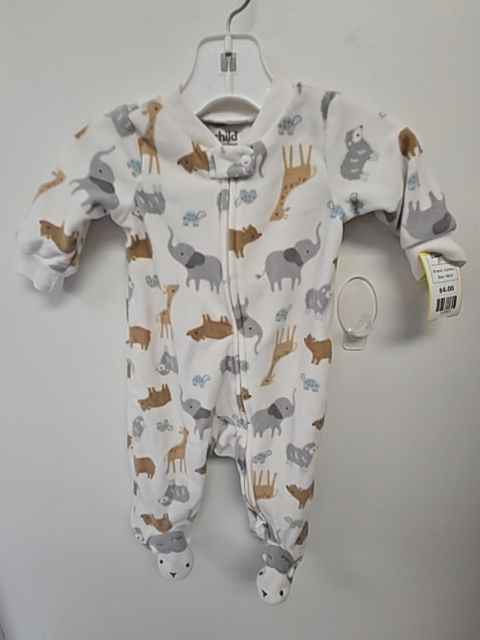 White/Brown/Grey Animals Carters Sleeper, NB B