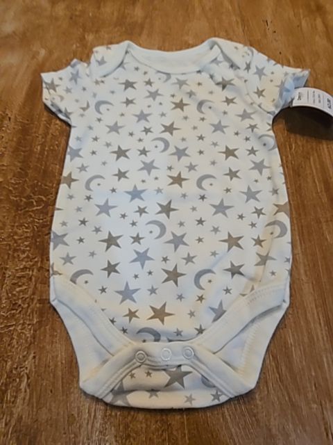White/Brown/Grey Star/Moon Chick Pea Onesie, 6M B