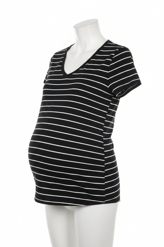 Black/Whtie Striped Isabel Maternity Maternity Shirt, Large