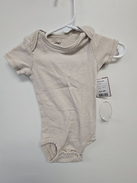 Tan/White Striped Carters Onesie, 12M B