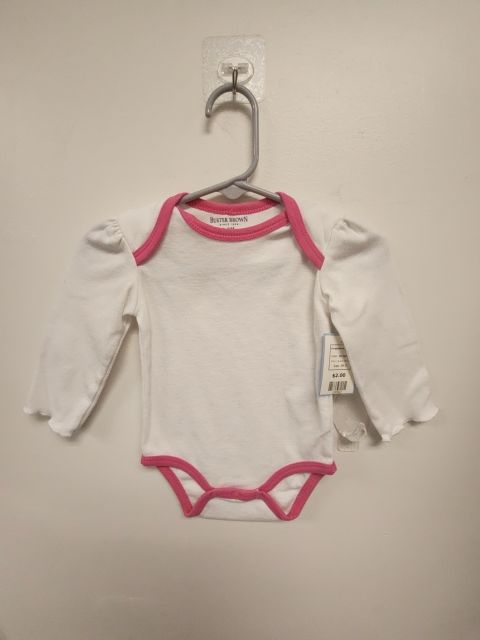 White/Pink Buster Brown Longsleeve Onesie, 3M G