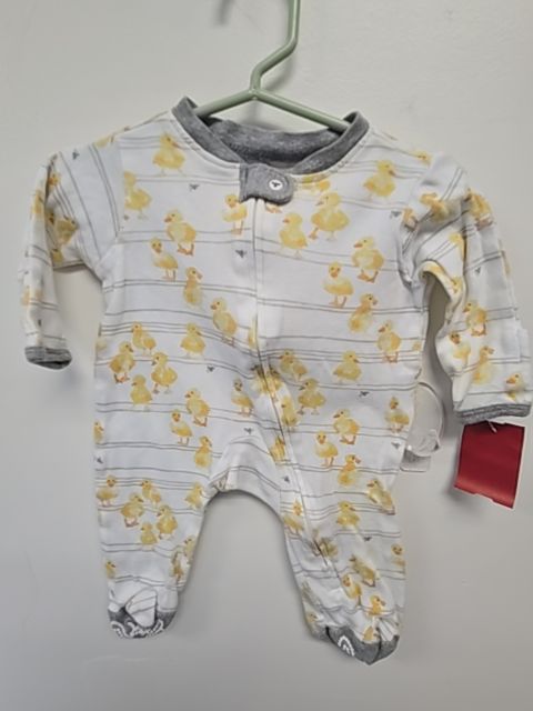 White/Grey/Yellow Duck Burt's Bees Baby Sleeper, NB B