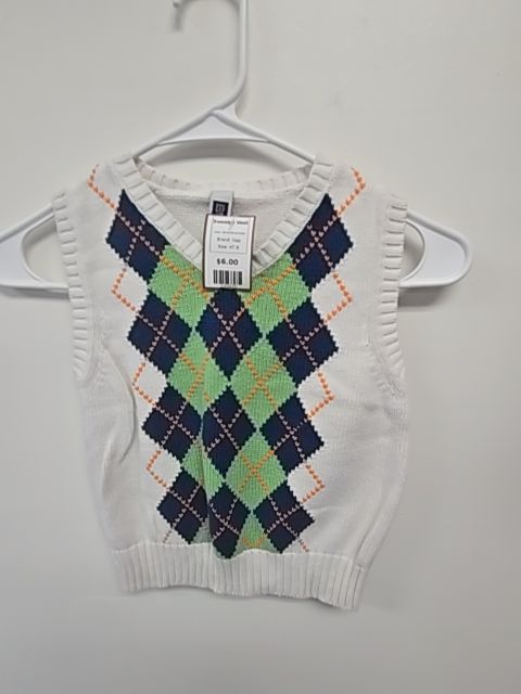 White/Blue/Green Gap Sweater Vest, 4T B