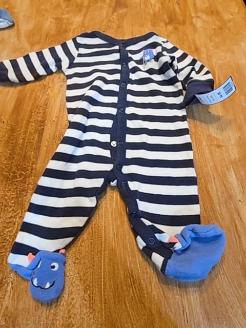 Navy/White Monster Carters Sleeper, 6M B