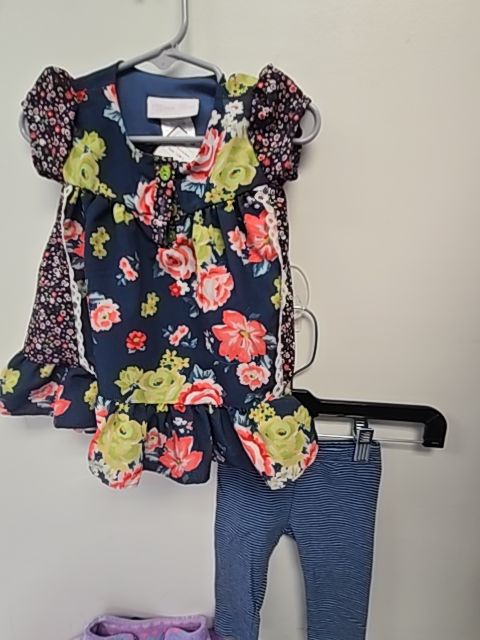 Navy/Colorful Flowers Bonnie Baby Outfit, 12M G